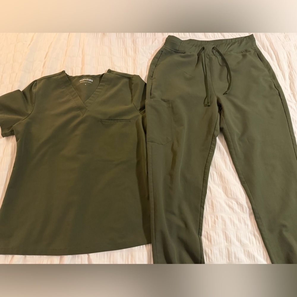 Mandala Olive Green Scrub Set
